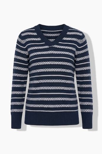 Moda za polnejše Pulover dugih rukava V izreza plus velikost, xxl, Ulla Popken in Johann Popken (JP1880)