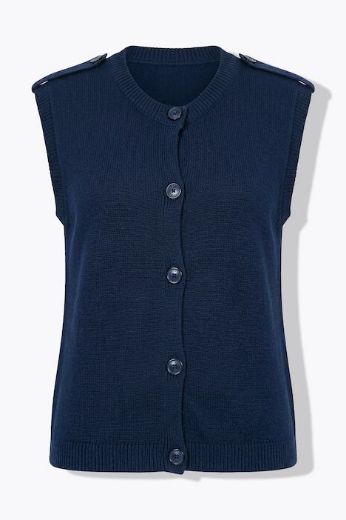 Moda za polnejše  Prsluk pleteni okruglog izreza s gumbima plus velikost, xxl, Ulla Popken in Johann Popken (JP1880)