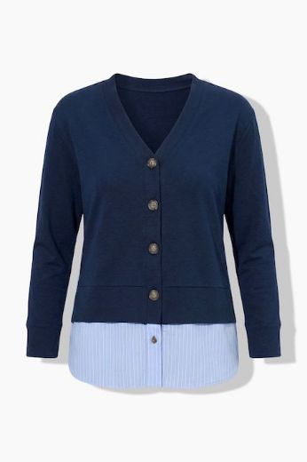 Moda za polnejše Majica dugih rukava V izreza s gumbima plus velikost, xxl, Ulla Popken in Johann Popken (JP1880)