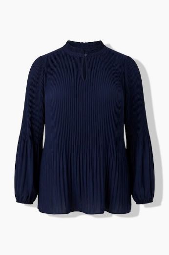Moda za polnejše Bluza dugih rukava plisirana A kroja plus velikost, xxl, Ulla Popken in Johann Popken (JP1880)