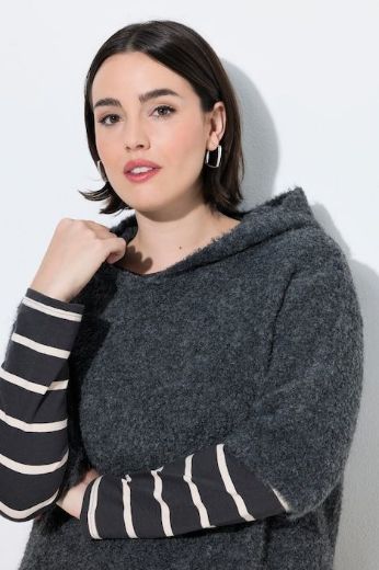 Moda za polnejše Pulover pleteni kratkih rukava s kapuljačom plus velikost, xxl, Ulla Popken in Johann Popken (JP1880)