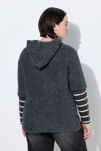 Moda za polnejše Pulover pleteni kratkih rukava s kapuljačom plus velikost, xxl, Ulla Popken in Johann Popken (JP1880)
