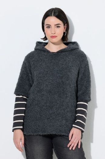 Moda za polnejše Pulover pleteni kratkih rukava s kapuljačom plus velikost, xxl, Ulla Popken in Johann Popken (JP1880)