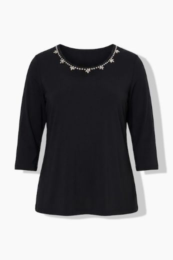 Moda za polnejše Majica 3/4 rukava okruglog izreza s ukrasnim kamenčićima plus velikost, xxl, Ulla Popken in Johann Popken (JP1880)