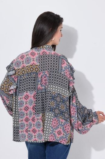 Moda za polnejše Bluza dugih rukava A kroja okruglog izreza s volanima plus velikost, xxl, Ulla Popken in Johann Popken (JP1880)