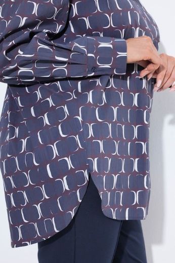 Moda za polnejše Bluza dugih rukava šireg kroja s kragnom i uzorkom plus velikost, xxl, Ulla Popken in Johann Popken (JP1880)