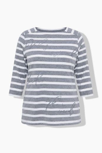 Moda za polnejše Majica 3/4 rukava šireg kroja  na pruge plus velikost, xxl, Ulla Popken in Johann Popken (JP1880)