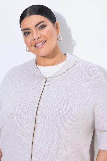 Moda za polnejše Kardigan 3/4 rukava šireg kroja s patentnim zatvaračem plus velikost, xxl, Ulla Popken in Johann Popken (JP1880)