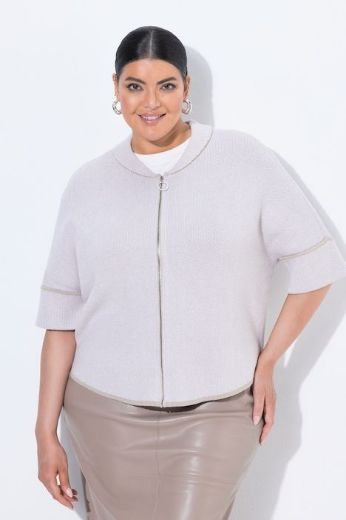 Moda za polnejše Kardigan 3/4 rukava šireg kroja s patentnim zatvaračem plus velikost, xxl, Ulla Popken in Johann Popken (JP1880)