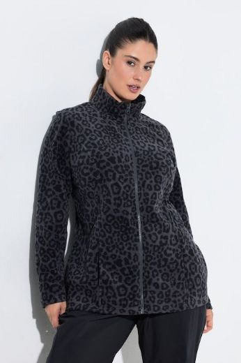 Moda za polnejše Jakna dugih rukava od flisa s povišenim ovratnikom i leopard uzorkom plus velikost, xxl, Ulla Popken in Johann Popken (JP1880)