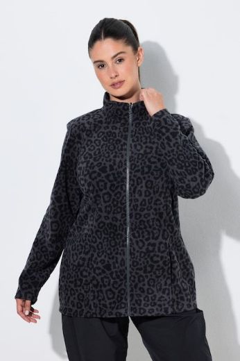 Moda za polnejše Jakna dugih rukava od flisa s povišenim ovratnikom i leopard uzorkom plus velikost, xxl, Ulla Popken in Johann Popken (JP1880)
