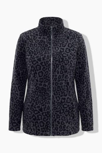 Moda za polnejše Jakna dugih rukava od flisa s povišenim ovratnikom i leopard uzorkom plus velikost, xxl, Ulla Popken in Johann Popken (JP1880)