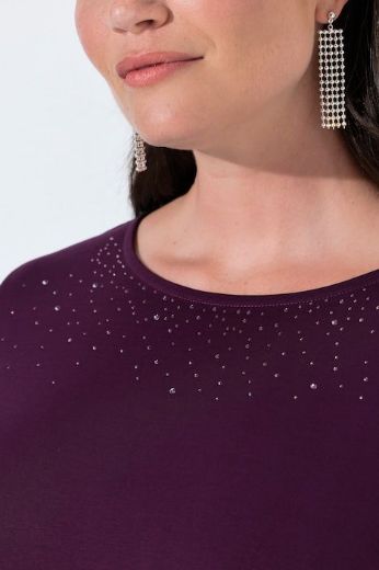 Moda za polnejše Majica 3/4 rukava lađa izreza s ukrasnim kamenčićima plus velikost, xxl, Ulla Popken in Johann Popken (JP1880)