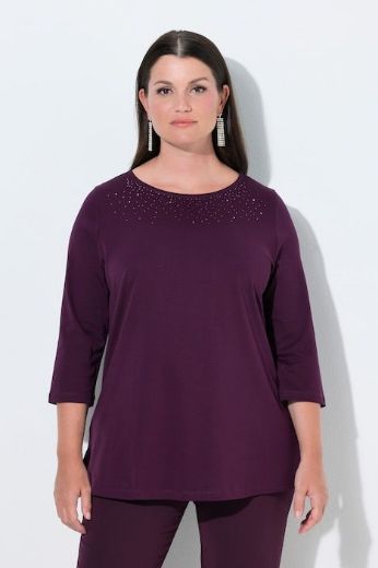 Moda za polnejše Majica 3/4 rukava lađa izreza s ukrasnim kamenčićima plus velikost, xxl, Ulla Popken in Johann Popken (JP1880)