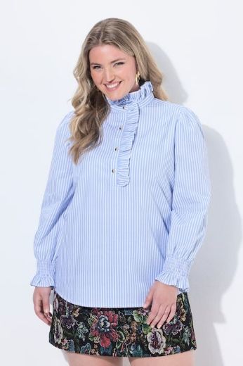 Moda za polnejše Tunika dugih rukava na pruge s povišenim ovratnikom plus velikost, xxl, Ulla Popken in Johann Popken (JP1880)