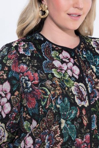 Moda za polnejše Jakna dugih rukava okruglog izreza s cvjetnim uzorkom plus velikost, xxl, Ulla Popken in Johann Popken (JP1880)