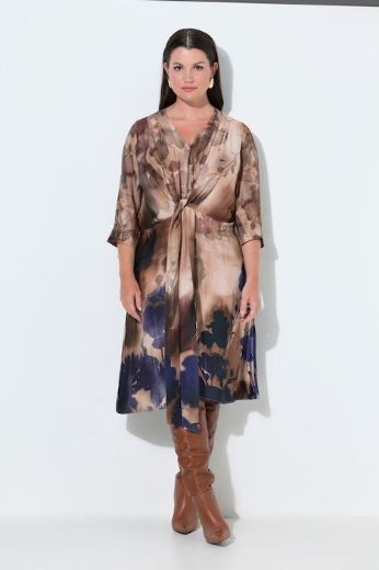 Moda za polnejše Haljina elegantna  3/4 rukava V izreza plus velikost, xxl, Ulla Popken in Johann Popken (JP1880)