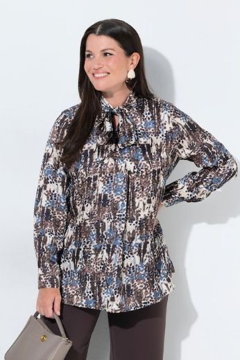 Moda za polnejše Bluza satenska dugih rukava A kroja V izreza plus velikost, xxl, Ulla Popken in Johann Popken (JP1880)