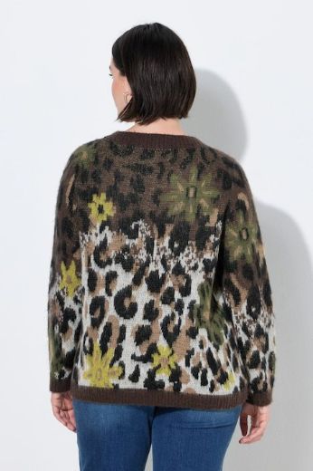 Moda za polnejše Pulover dugih rukava okruglog izreza s leopard i cvjetnim uzorkom plus velikost, xxl, Ulla Popken in Johann Popken (JP1880)