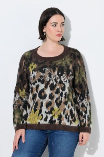 Moda za polnejše Pulover dugih rukava okruglog izreza s leopard i cvjetnim uzorkom plus velikost, xxl, Ulla Popken in Johann Popken (JP1880)