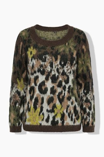 Moda za polnejše Pulover dugih rukava okruglog izreza s leopard i cvjetnim uzorkom plus velikost, xxl, Ulla Popken in Johann Popken (JP1880)