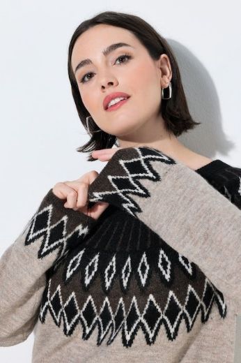 Moda za polnejše Pulover dugih rukava okruglog izreza s norveškim uzorkom plus velikost, xxl, Ulla Popken in Johann Popken (JP1880)