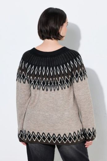 Moda za polnejše Pulover dugih rukava okruglog izreza s norveškim uzorkom plus velikost, xxl, Ulla Popken in Johann Popken (JP1880)