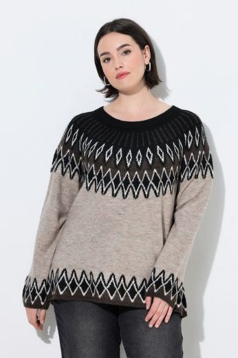 Moda za polnejše Pulover dugih rukava okruglog izreza s norveškim uzorkom plus velikost, xxl, Ulla Popken in Johann Popken (JP1880)