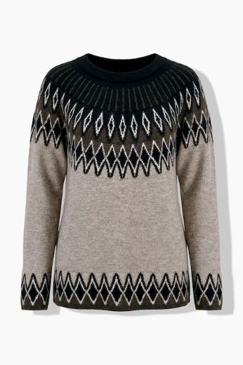 Moda za polnejše Pulover dugih rukava okruglog izreza s norveškim uzorkom plus velikost, xxl, Ulla Popken in Johann Popken (JP1880)