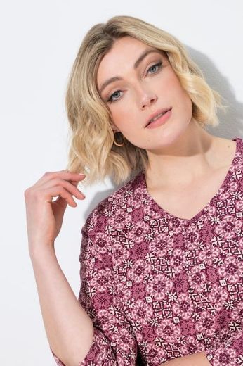Moda za polnejše Majica 3/4 rukava A kroja V izreza s ukrasnim naborima plus velikost, xxl, Ulla Popken in Johann Popken (JP1880)