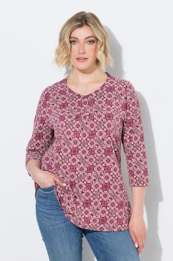 Moda za polnejše Majica 3/4 rukava A kroja V izreza s ukrasnim naborima plus velikost, xxl, Ulla Popken in Johann Popken (JP1880)