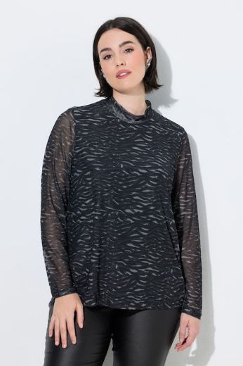 Moda za polnejše Majica mrežasta  dugih rukava s povišenim ovratnikom i zebra uzorkom plus velikost, xxl, Ulla Popken in Johann Popken (JP1880)