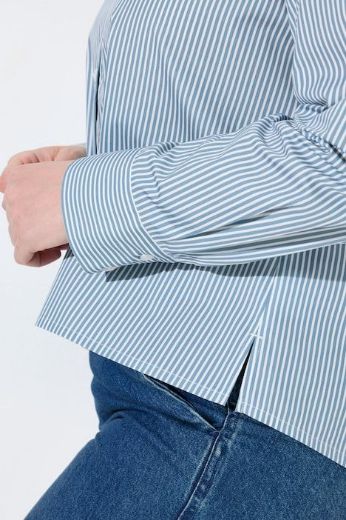 Moda za polnejše Košulja dugih rukava na pruge s kragnom i ukrasnim printom plus velikost, xxl, Ulla Popken in Johann Popken (JP1880)