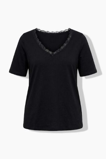 Moda za polnejše Majica kratkih rukava V izreza s čipkastim obrubom plus velikost, xxl, Ulla Popken in Johann Popken (JP1880)