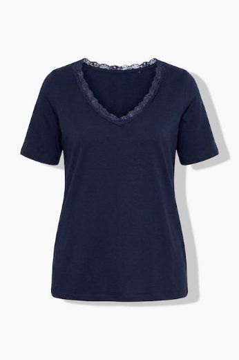 Moda za polnejše Majica kratkih rukava V izreza s čipkastim obrubom plus velikost, xxl, Ulla Popken in Johann Popken (JP1880)