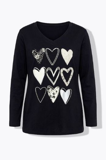 Moda za polnejše Majica dugih rukava s motivom srca plus velikost, xxl, Ulla Popken in Johann Popken (JP1880)