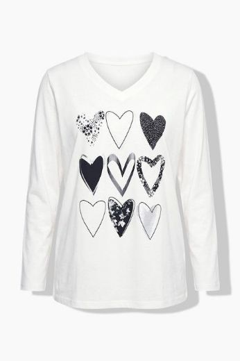 Moda za polnejše Majica dugih rukava s motivom srca plus velikost, xxl, Ulla Popken in Johann Popken (JP1880)