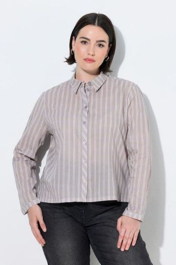 Moda za polnejše Košulja dugih rukava na tanke pruge s kragnom plus velikost, xxl, Ulla Popken in Johann Popken (JP1880)