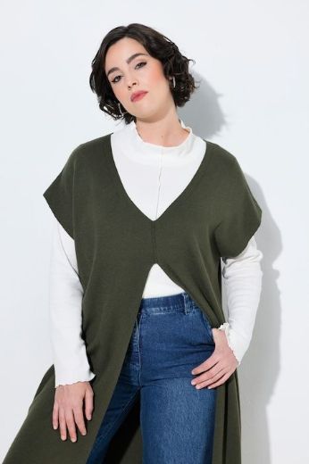 Moda za polnejše  Prsluk dugi pleteni A kroja V izreza plus velikost, xxl, Ulla Popken in Johann Popken (JP1880)