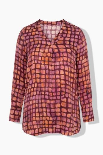 Moda za polnejše Bluza dugih rukava od satena karirana plus velikost, xxl, Ulla Popken in Johann Popken (JP1880)