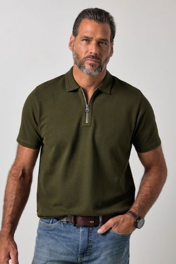 Moda za polnejše Majica polo kratkih rukava s patentnim zatvaračem plus velikost, xxl, Ulla Popken in Johann Popken (JP1880)