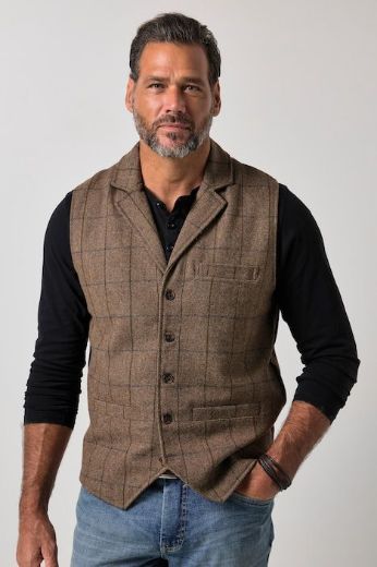 Moda za polnejše Prsluk karirani elastičan s reverima plus velikost, xxl, Ulla Popken in Johann Popken (JP1880)
