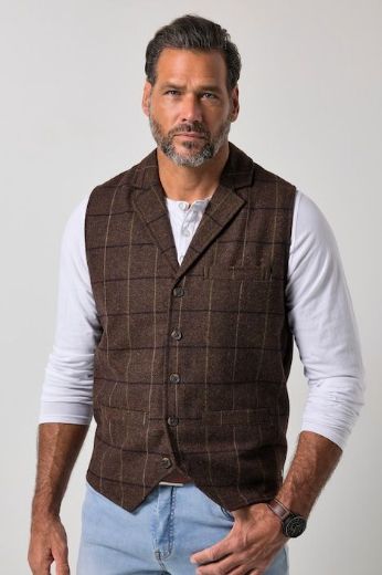 Moda za polnejše Prsluk karirani elastičan s reverima plus velikost, xxl, Ulla Popken in Johann Popken (JP1880)