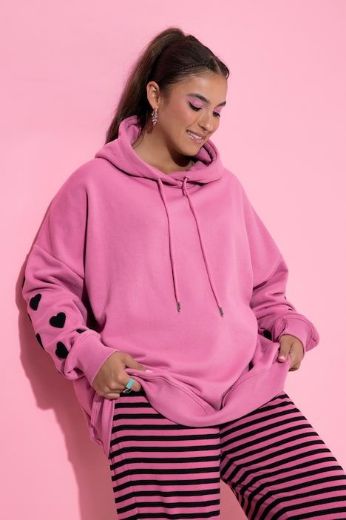 Moda za polnejše Majica dugih rukava s printom srca plus velikost, xxl, Ulla Popken in Johann Popken (JP1880)