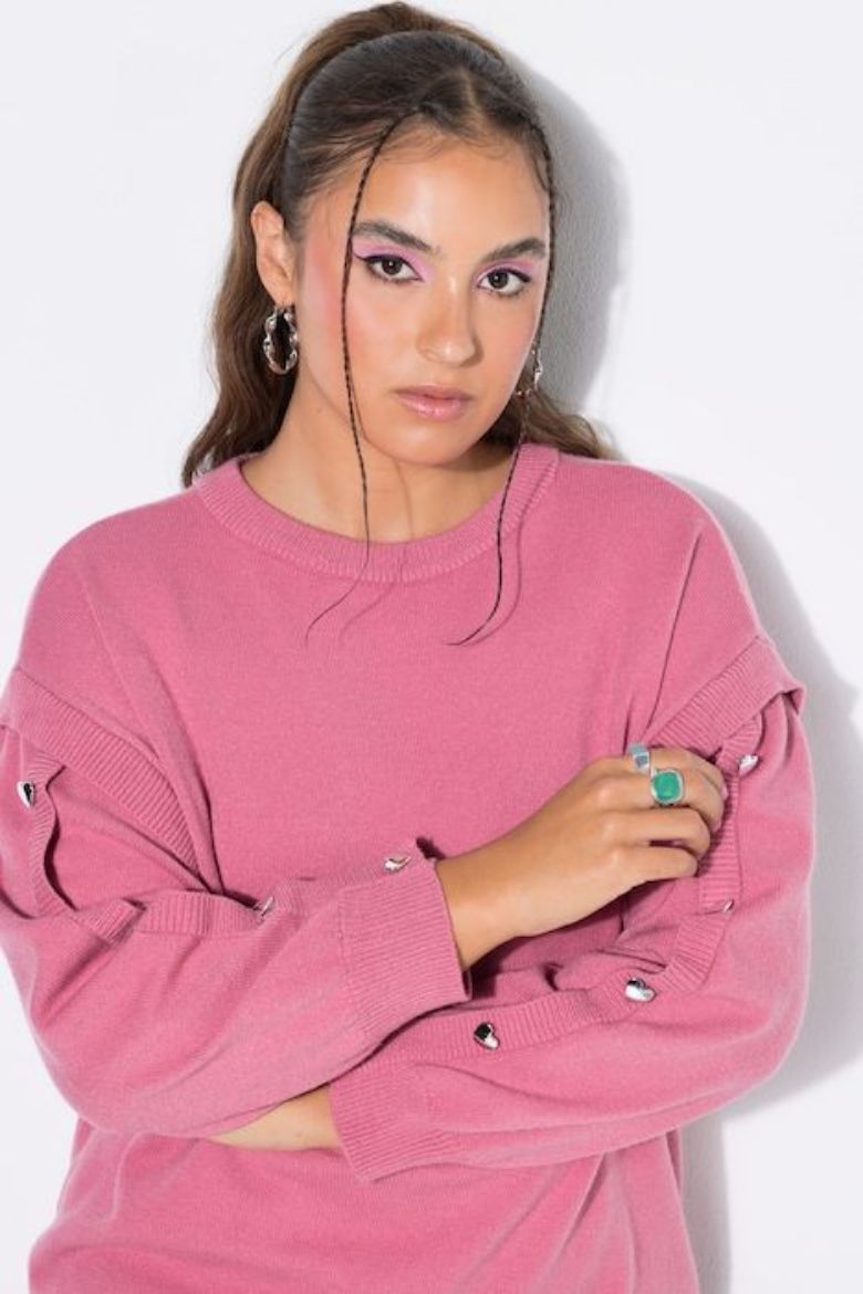 Moda za polnejše Pulover dugih rukava širokog kroja s ukrasnim gumbima u obliku srca plus velikost, xxl, Ulla Popken in Johann Popken (JP1880)