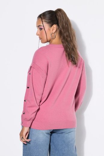 Moda za polnejše Pulover dugih rukava širokog kroja s ukrasnim gumbima u obliku srca plus velikost, xxl, Ulla Popken in Johann Popken (JP1880)