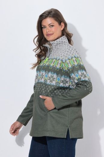 Moda za polnejše Majica dugih rukava s polu patentnim zavaračem plus velikost, xxl, Ulla Popken in Johann Popken (JP1880)