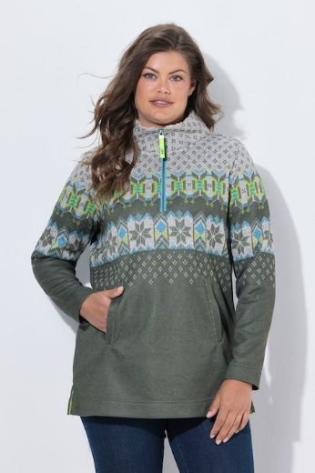 Moda za polnejše Majica dugih rukava s polu patentnim zavaračem plus velikost, xxl, Ulla Popken in Johann Popken (JP1880)