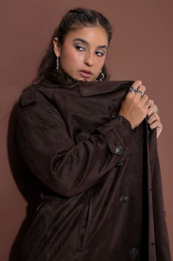 Moda za polnejše Kaput od imitacije brušene kože plus velikost, xxl, Ulla Popken in Johann Popken (JP1880)