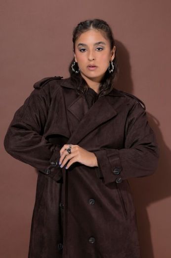 Moda za polnejše Kaput od imitacije brušene kože plus velikost, xxl, Ulla Popken in Johann Popken (JP1880)